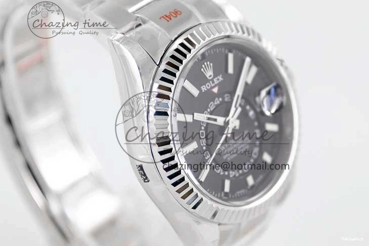 to Best 1:1 Noob 23J Black Dial 326934 on SS Bracelet 904L Sky-Dweller SS Asian 9001 Edition 0705